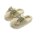 thumbnail image 1 of LIANGP Ladies Slippers Women Fuzzy Bow Slippers Winter Elegant Cozy Plush House Shoes With Faux Pelt Liner Gift For Women Women's Shoes Green Size 7, 1 of 8