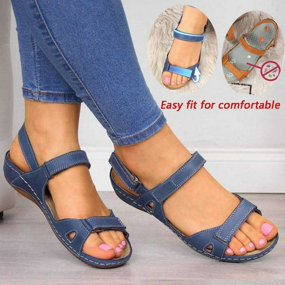 LIANGP Ladies Slippers Women Wedges Causal Shoes Beach Sandals Women's Shoes Blue Size 10