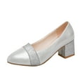 thumbnail image 1 of LIANGP Women's Heel Shoes Pumps Spring High Women's Heel Pointed Summer Thick Toe Heels And Fashion Women's Casual Shoes Ladies Shoes Silver Size 9, 1 of 9