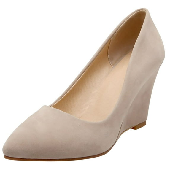 LIANGP Women's Heel Shoes Women Business Suit Shoes Casual Comfortable Pumps Shoe Wedges Single Shoes Ladies Shoes Beige Size 8.5