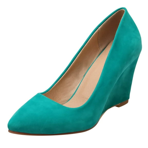 LIANGP Women's Heel Shoes Women Business Suit Shoes Casual Comfortable Pumps Shoe Wedges Single Shoes Ladies Shoes Green Size 5