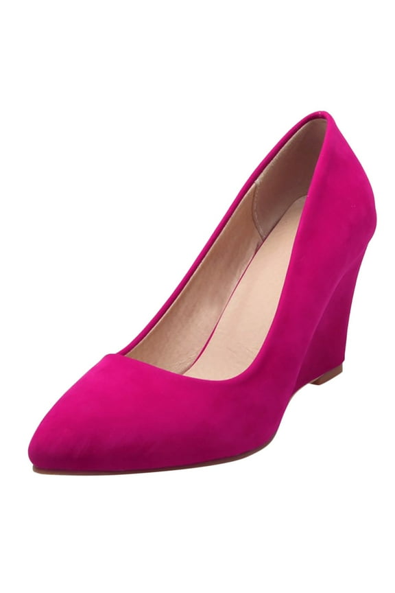 Women's Heel Shoes Women Business Suit Shoes Casual Comfortable Pumps Shoe Wedges Single Shoes Ladies Shoes Hot Pink Size 8