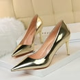 thumbnail image 1 of LIANGP Women's High Heels Fashionable Metal Heel High Heels Metallic High Heel Shoes With Pointed Toes Ladies Shoes Gold Size 7.5, 1 of 8