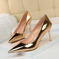 thumbnail image 1 of LIANGP Women's High Heels Fashionable Metal Heel High Heels Metallic High Heel Shoes With Pointed Toes Ladies Shoes Khaki Size 8, 1 of 8