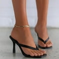 thumbnail image 1 of LIANGP Women's Sandals High Heeled Solid Color Flip Flop Sandals For Outerwear With A Word Square Toe Sandals Women's Shoes Black Size 7, 1 of 3