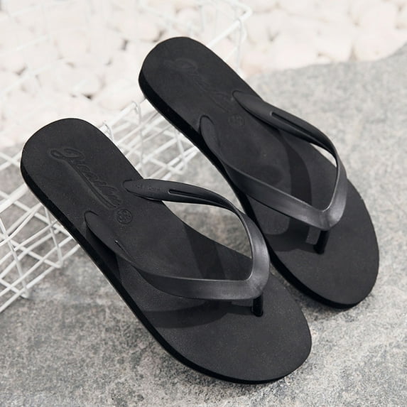 LIANGP Women's Sandals Shoes Flat Bottom Fashion Flip Flops Waterproof Beach Flip Flops Flip Flops Women's Shoes Black Size 6.5