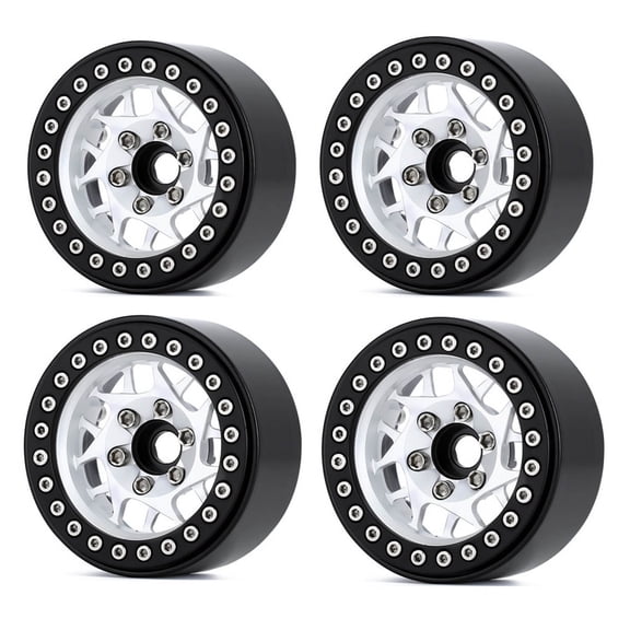 LIANGXR 1.9 Beadlock Wheel Rims Remote Control Car Wheel Hubs Alloy Wheel Rims Modified Part Vehicle Accessory for SCX10