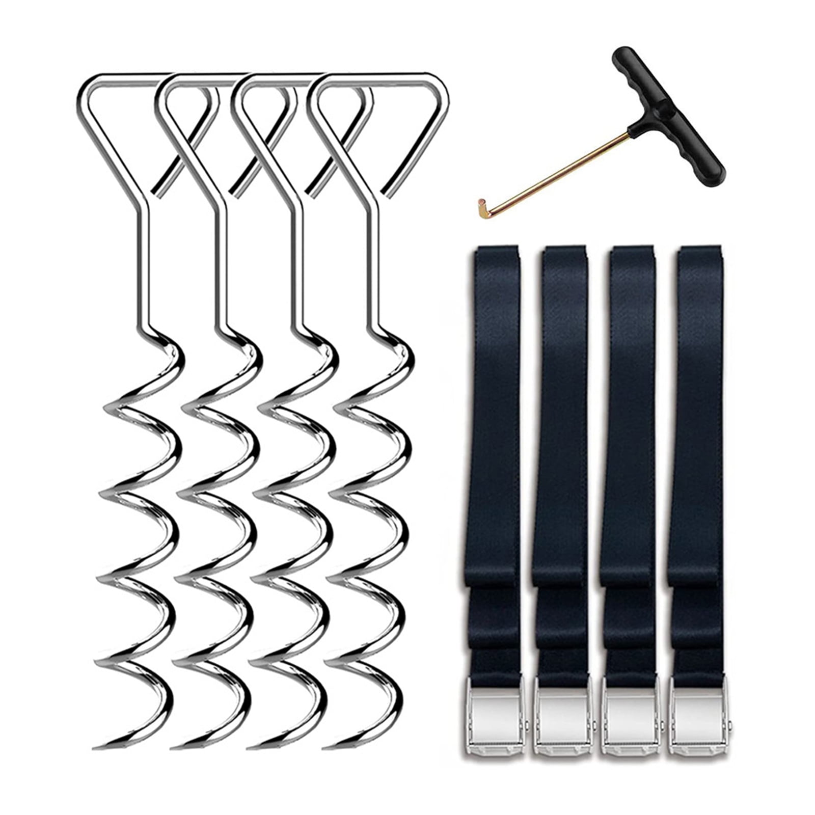 LIANGXR 4Pcs Portable Corkscrew Shape Trampoline Stakes Tent Stake Anchors Spirals Ground Anchors Tent Accessories Easy to Use