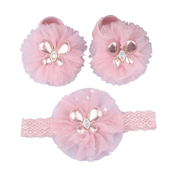 LIANGXR Baby Bow Headband & Socks Set for 0-1Y Boy Girl Elastic Lace Headdress Toddler Floor Socks Baby Accessories
