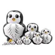 LIANGXR Matryoshka Russian Nesting Dolls Set of 10 Hand Painted Wood Figurines Decors Penguins Craft for Display Dolls