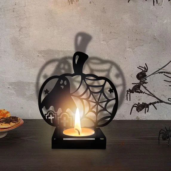 LIANHONG Halloween Shadow Candle Holders Pumpkin Ghost Candle Shadow ...