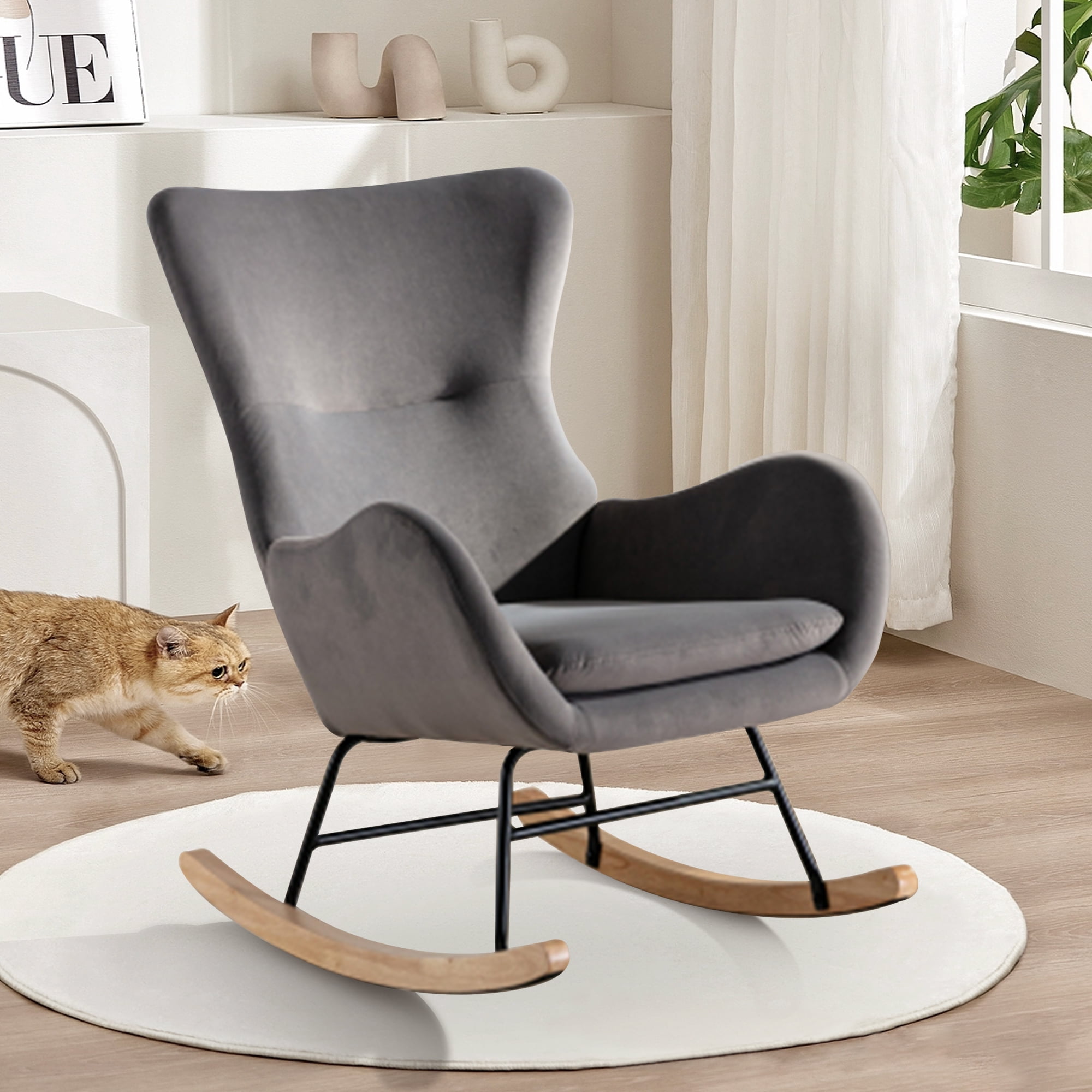 LIANLAM Comfortable Nursery Rocking Chair HighBack Glider Chair with