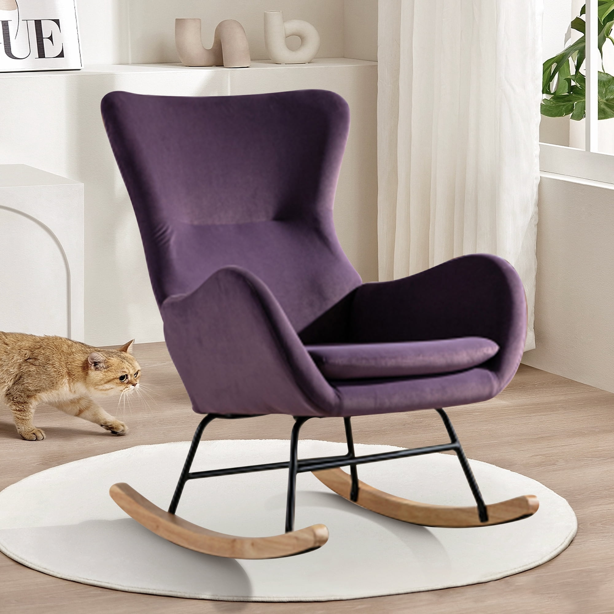 LIANLAM Comfortable Nursery Rocking Chair HighBack Glider Chair with