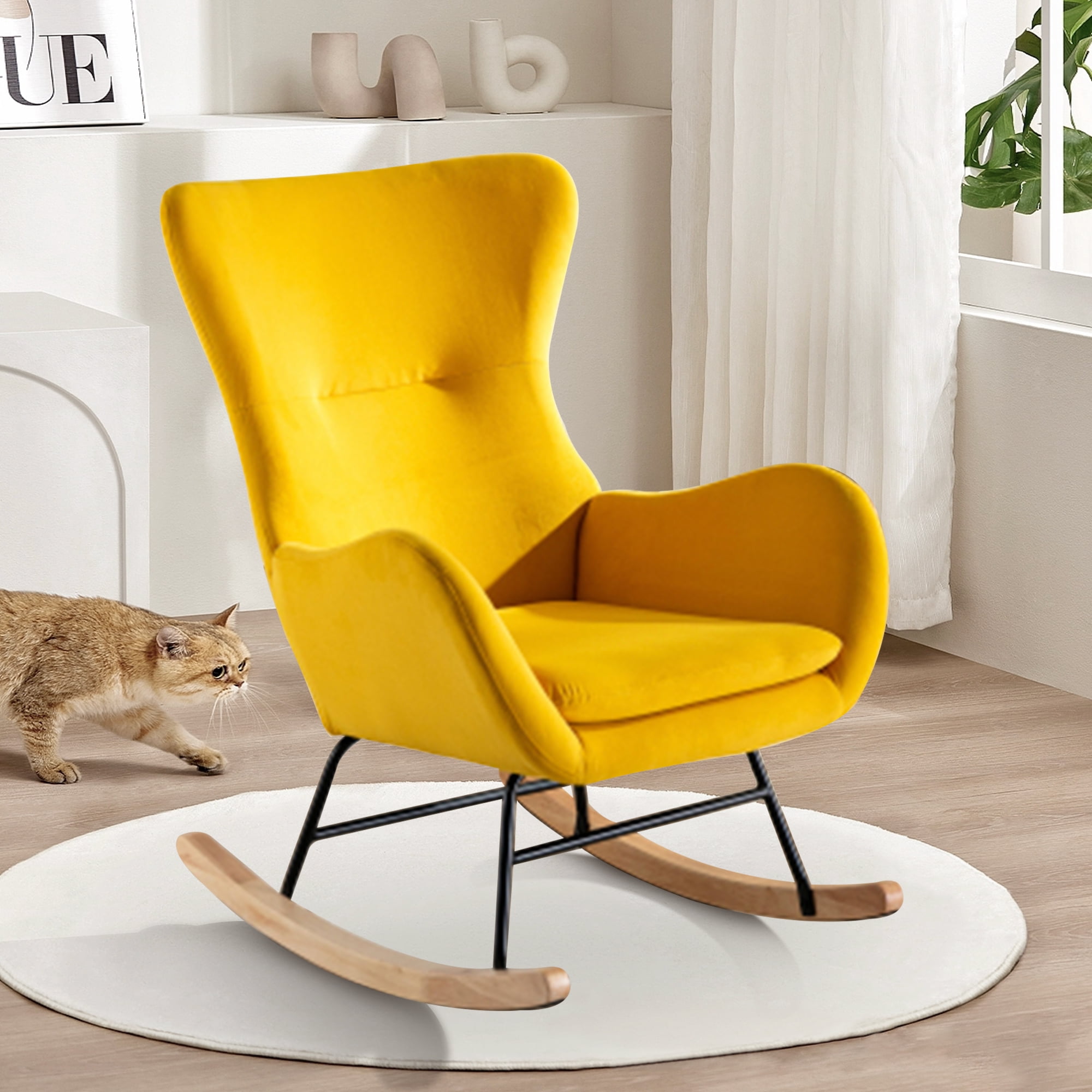 LIANLAM Comfortable Nursery Rocking Chair HighBack Glider Chair with