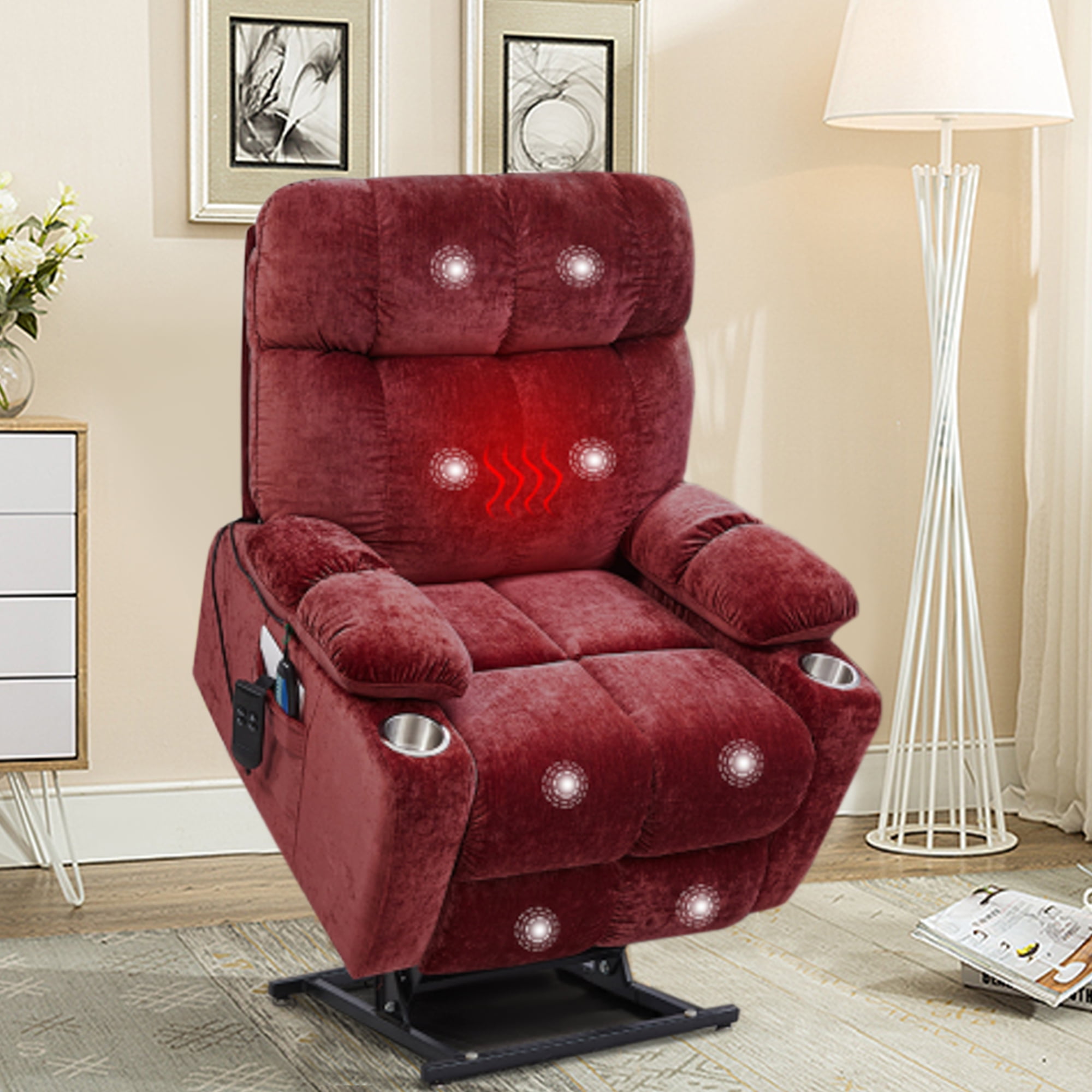 LIANLAM Dual OKIN Motor Power Lift Recliner Chair, With Heat Massage ...