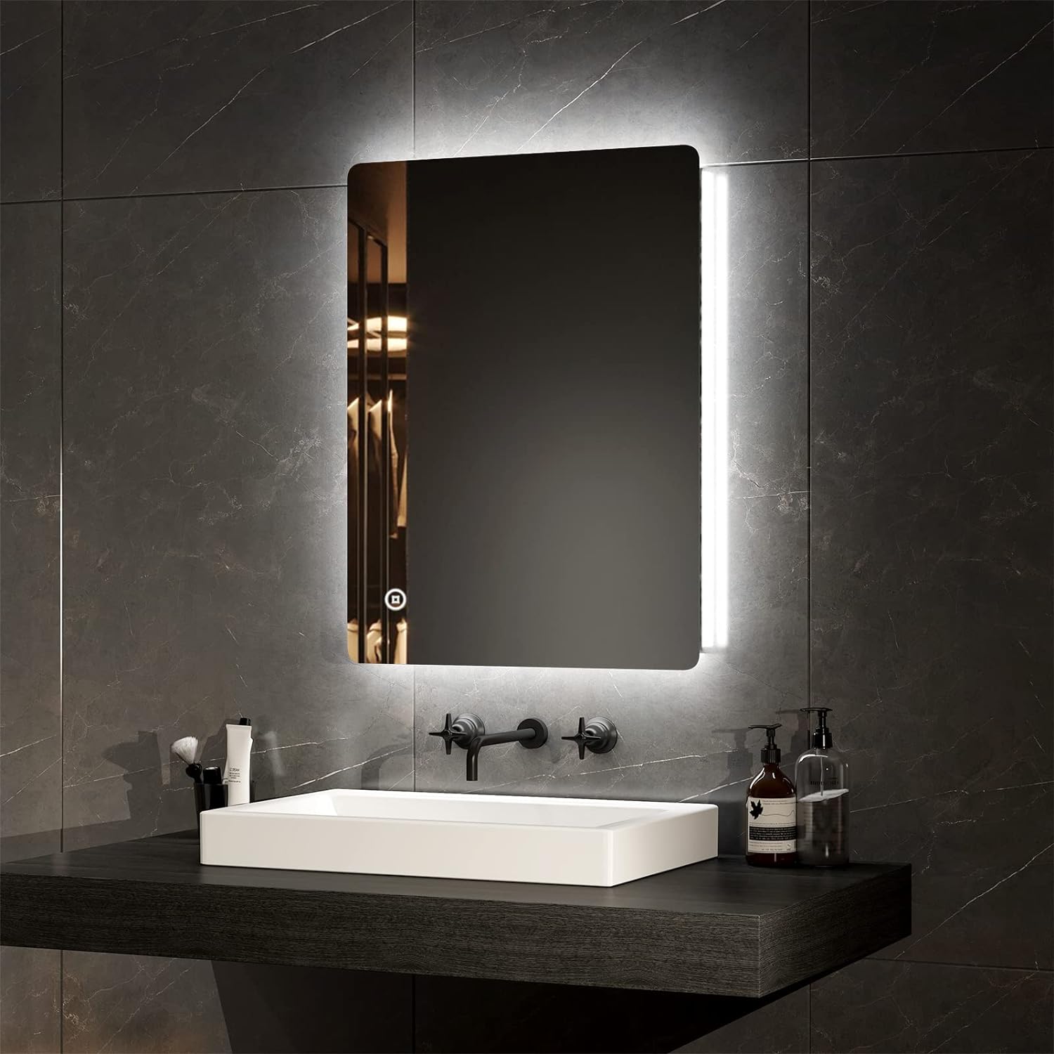 LIANMEI 450x600mm Bathroom Mirror Illuminated Backlit Bathroom Mirror