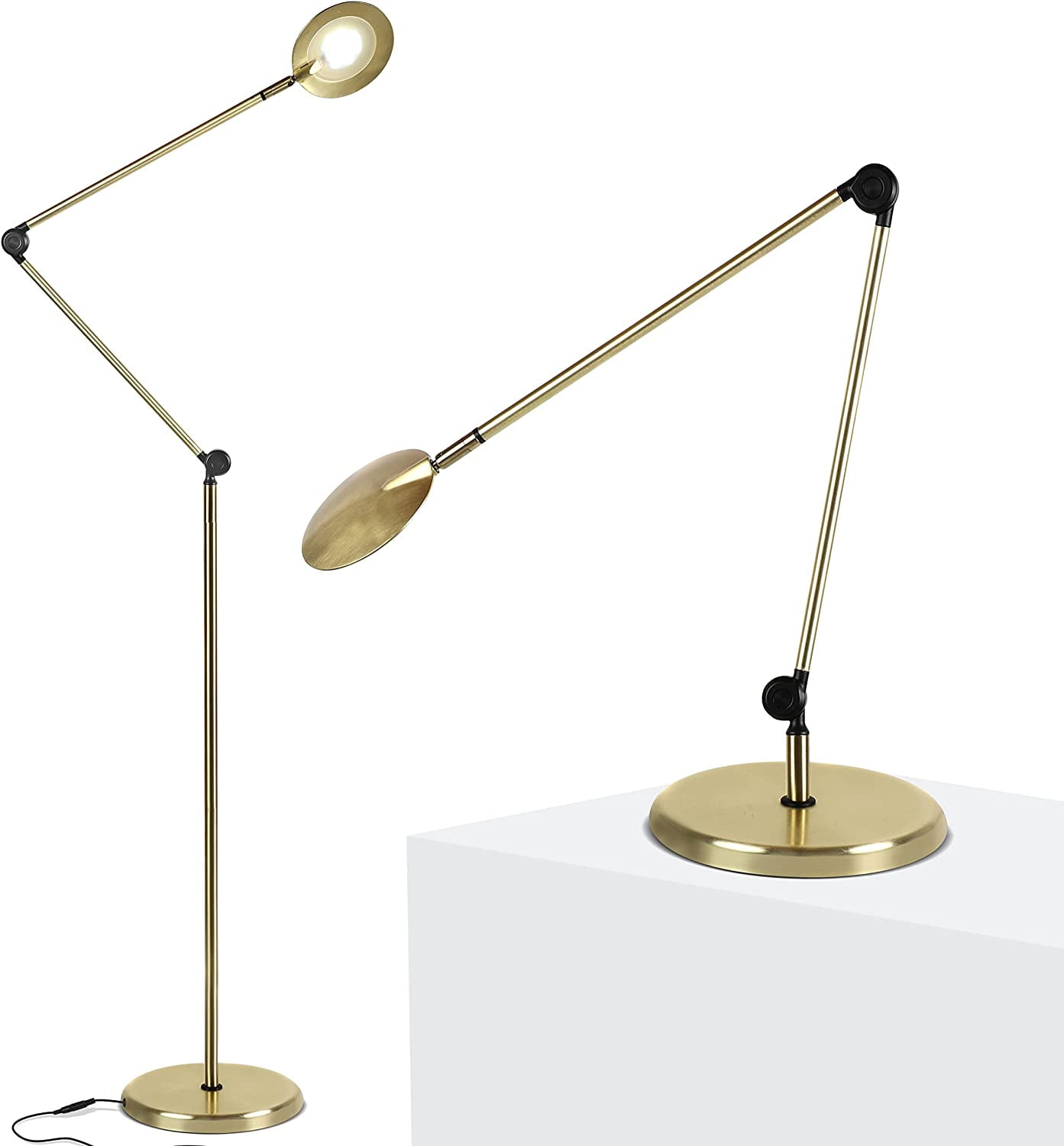 Sage 68" Gold Adjustable Arc LED Floor Lamp with 3-Way Switch