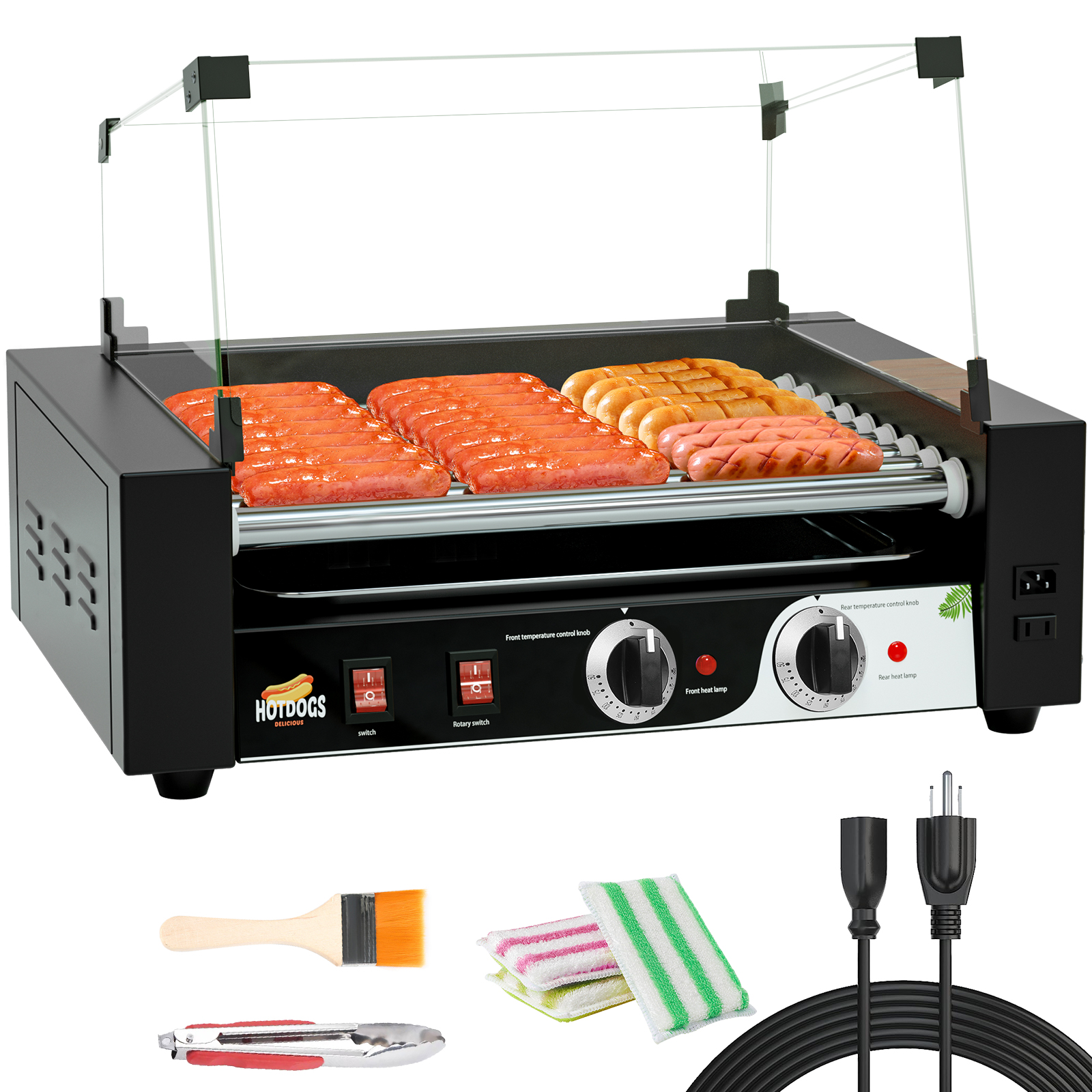 LIANQIAN 1400W Hot Dog Roller Machine 9 NonStick Rollers Cooker