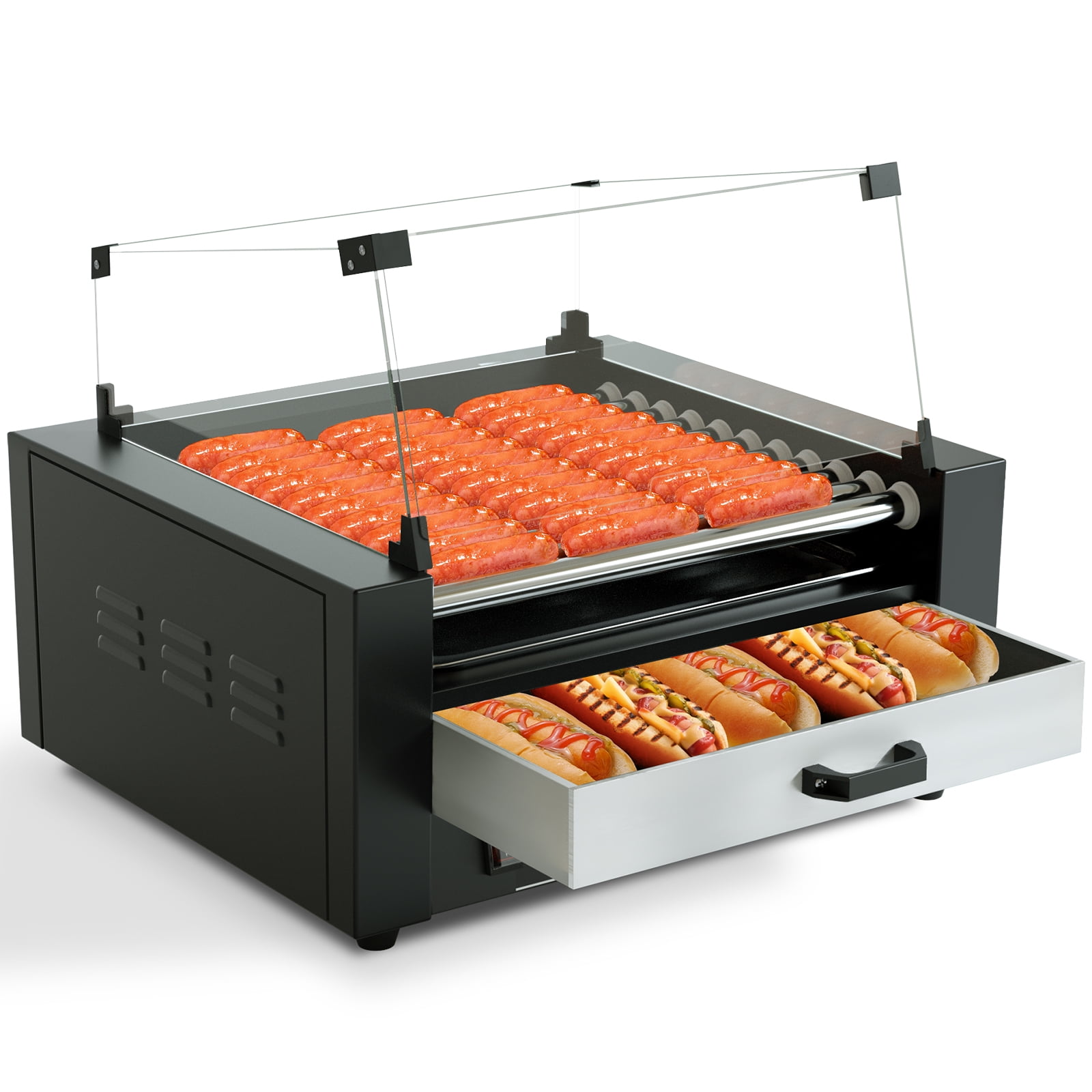 LIANQIAN 30 Hotdog Roller Machine with Bun Warmer,1900W Stainless 11