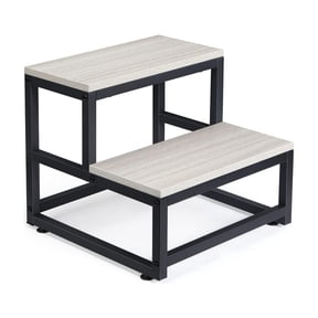LIANTRAL 2 Step Stool for Adults Kids, Heavy Duty Wooden Stepping Stools, Bedside Foot Stool with 500lbs Load Capacity, Non-Slip Step Stool for High Bed, Kitchen, RV - Gray