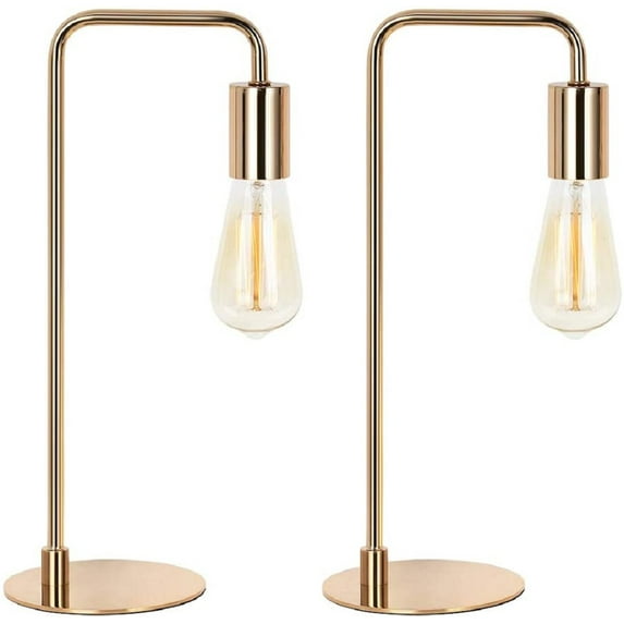LIANTRAL Gold Industrial Table Lamp for Bedroom Set of 2