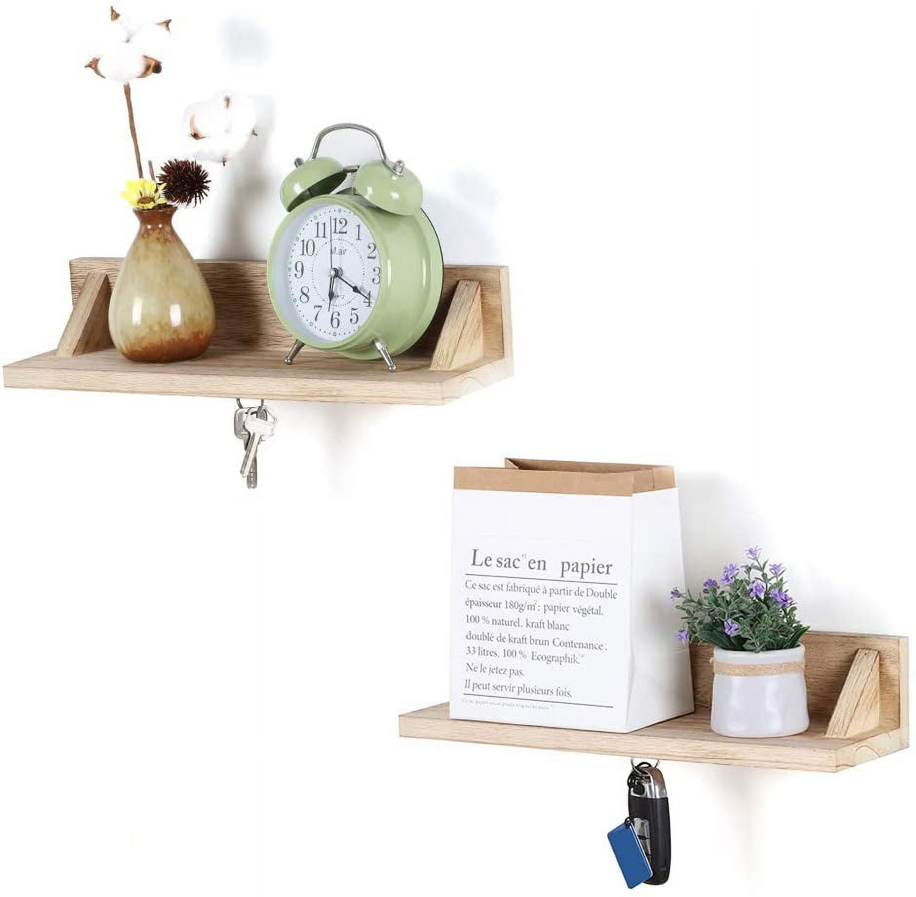 LIANTRAL NEX U Shape Floating Shelves Rustic Wood Wall Shelf