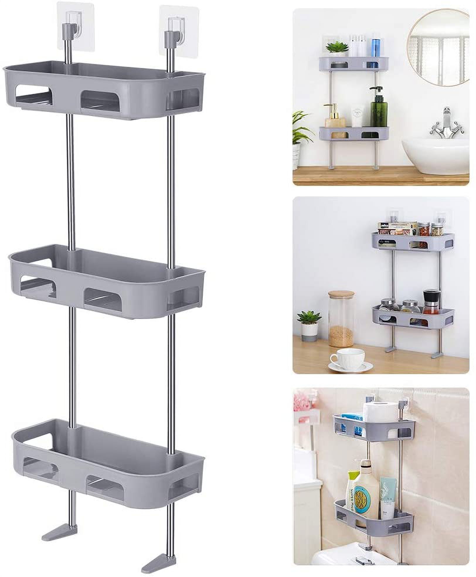 LIANTRAL Over the Toilet Storage 3-Tier Bathroom Space Saver Organizer, No Drilling Bathroom Shelf, Gray