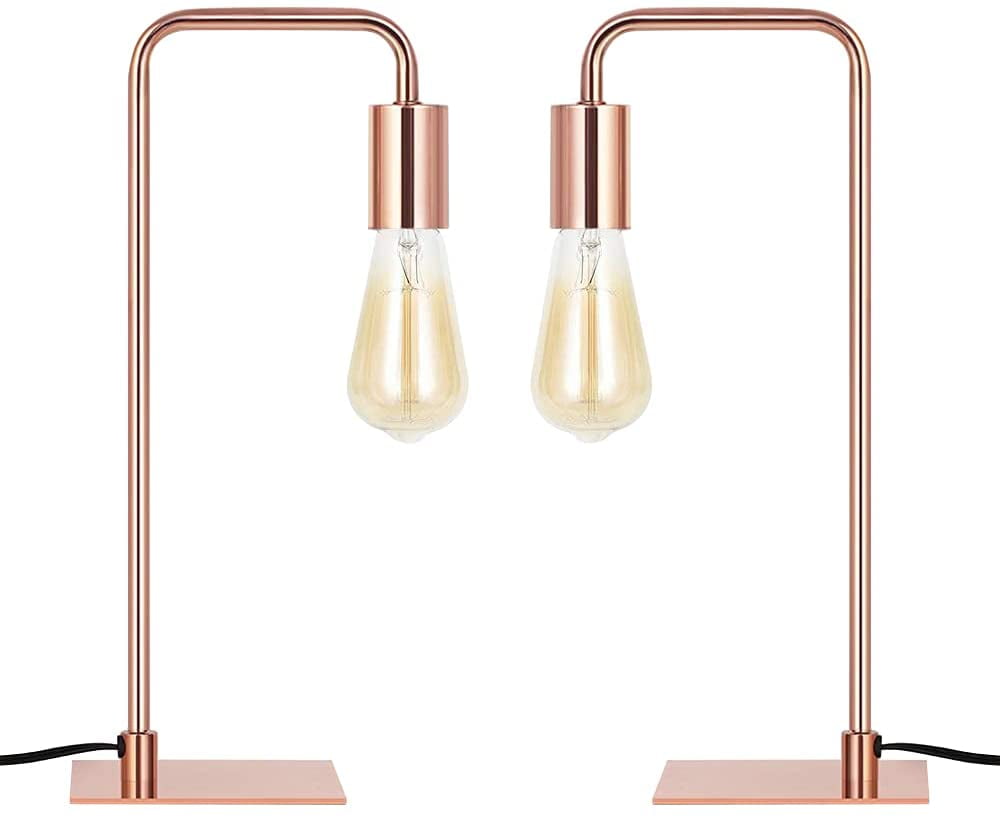 LIANTRAL Table Lamps for Bedroom Bedside Lamps Rose Gold Set of 2