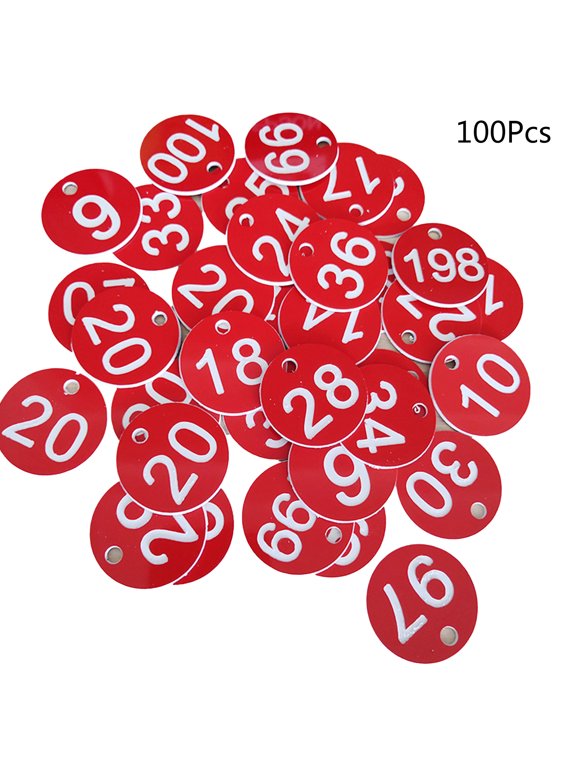 100Pcs ID Number Tags 10-100 Engraved Number Signs Small Round ID Number Labels for Clothing Tags Live Sales Warehouse