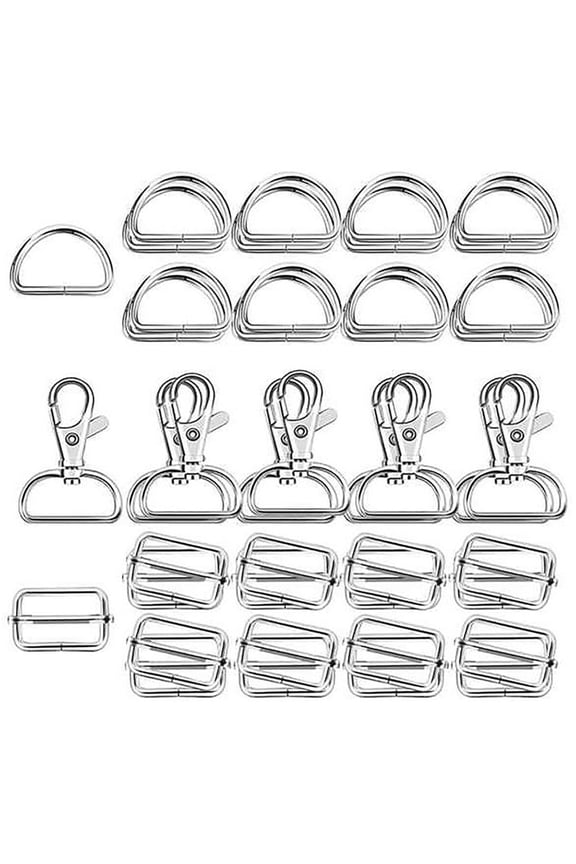 60pcs Metal Keychain Bulk with Key Chain Swivels Hooks D Rings and Slide Buckles
