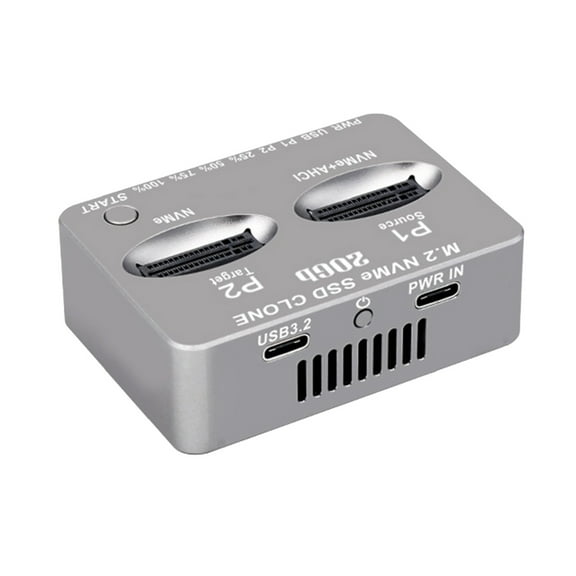 LIANXUE Double Bay Docking Station NVME SSD Clone USB3.2 Type C State Drives Reader M.2 NVME External Hard Disk Box for M.2 SSD