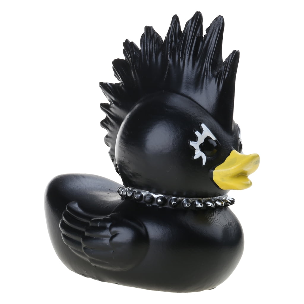Duckieville Statue De Canard Résine Noir Rocker Canard Figures Gothique Punk Canard Figure Satan Canard Décoration De Table Figure Animale Gothique Canard Statue Cadeau