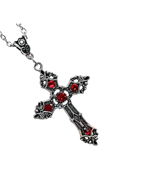 Large Baroque Christian Cross Necklace with Crystals Choker Gothic Crucifix Easter Jewelry Unisex Crucifix Pendant Gift