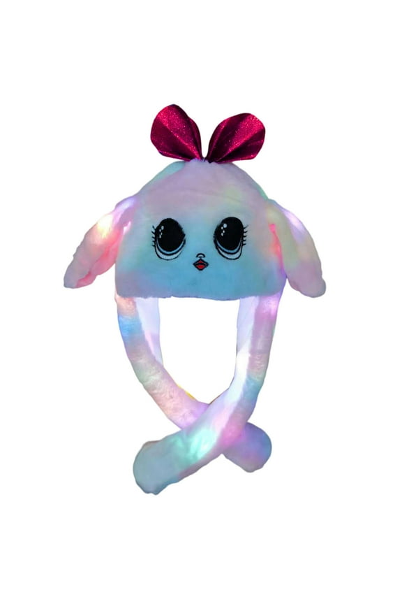 Moving Rabbit Ears Hat Led Rabbit Hat Luminous Plush Jumping Rabbit Ear Hat