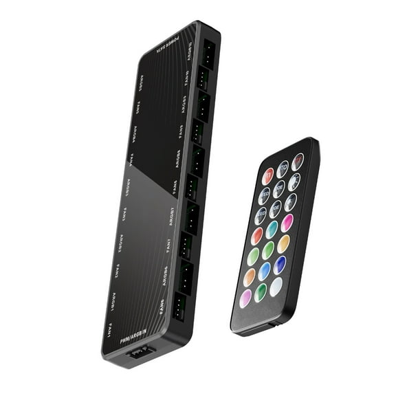 LIANXUE Multiple Fan Controller for Gaming Rigs, 10 Channel ARGB & PWM, SATAs Power with Remote Controls