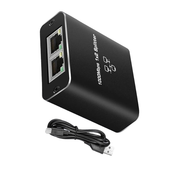 LIANXUE RJ45 Ethernet Splitter 1 in 2 Out 1000Mbps Networking Adapter for Seamlessly Connection with USB Power RJ45 Ports