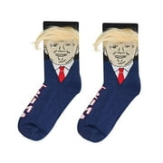 LIANXUE Spoof Funny President Donald Socks with 3D Fake Hair Crew Socks Men Socks Streetwear Hip Hop Cotton Socks