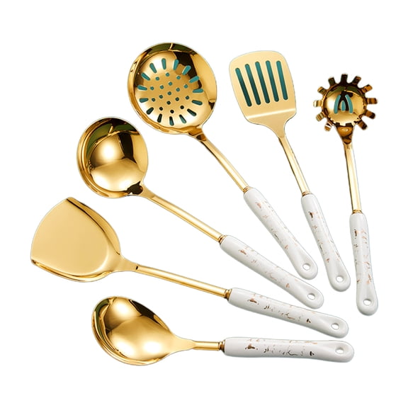 LIANXUE Stainless Steel Cooking Utensil Set Electroplate Gold Kitchen Gadget Home Supply