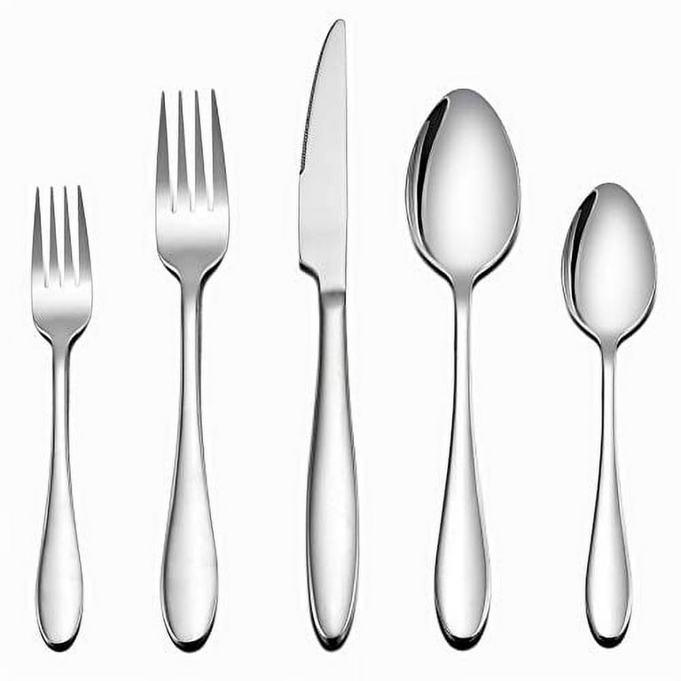 Lazycorner 50 Pcs Silverware Set for 10, Food Grade Stainless Steel  Flatware Set Include Fork/Knife/Spoon, Mirror Polished Eating Utensils  Sets
