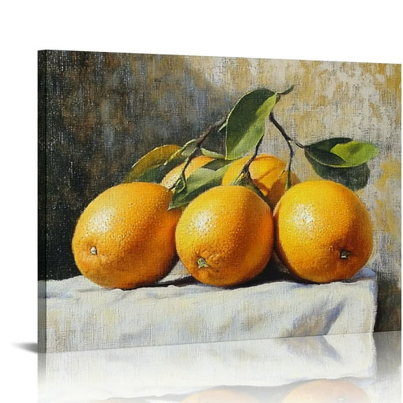 LIAOKANG Lemon Fruit Vintage Art Horizontal Canvas Wall Art Prints Pictures Gifts Artwork Framed For Kitchen Living Room Bathroom Wall Home Decor Ready to Hang 20x16in