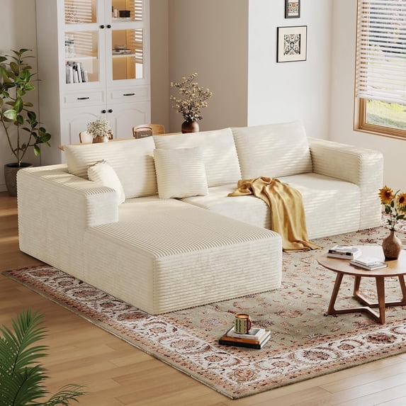 108'' Modular Sectional L-Shaped with Chair,Deep Seat Boneless Corner Couch for Living Room,No Assembly