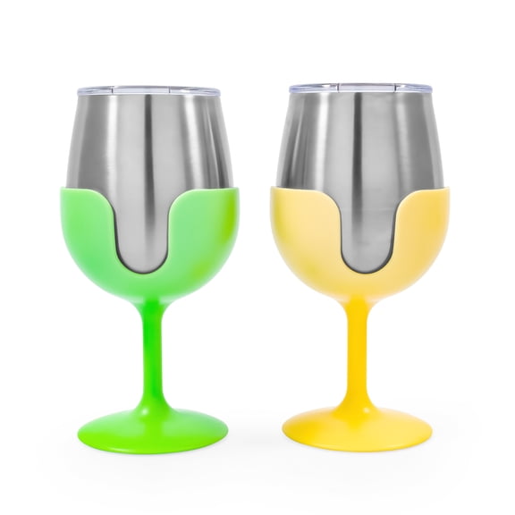 LIBATC, Wine Tumbler 2-Pack, 8oz. (Green/Yellow)