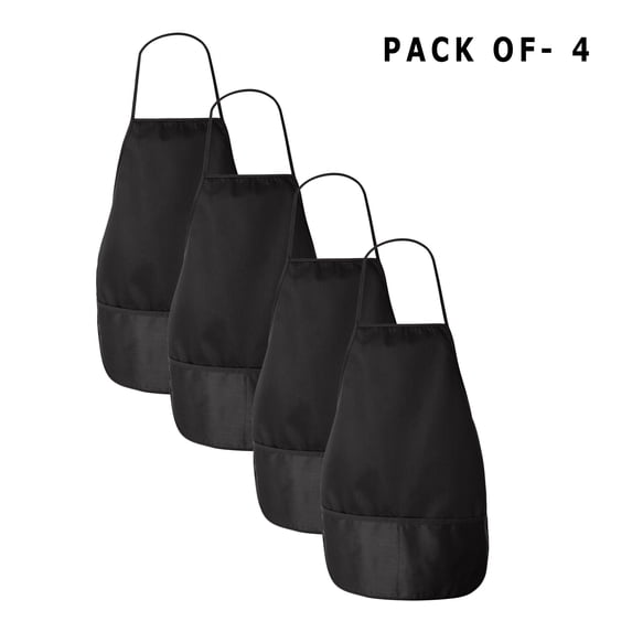 LIBERTY BAGS Aprons for Men and Women | 4 Pieces of Gardening Aprons with Pockets Which Made with 9 Oz./yd², 70/30 Polyester/cotton Heavy Twill - Black | Size - Neck Strap 25" Waist Ties 23"