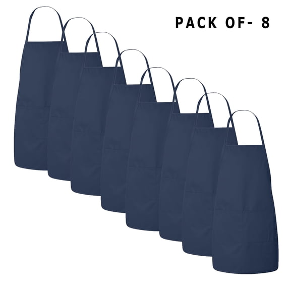 LIBERTY BAGS Aprons for Men and Women | 8 Pieces of Gardening Aprons with Pockets Made with 9 Oz./yd², 70/30 Polyester/cotton Heavy Twill - Navy | Size - One Size(28" W x 24" L)