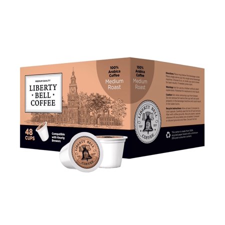 LIBERTY BELL Medium Roast Coffee Pods, Premium Blend, Compatible with All K-Cup Keurig Brewers, 48 Count