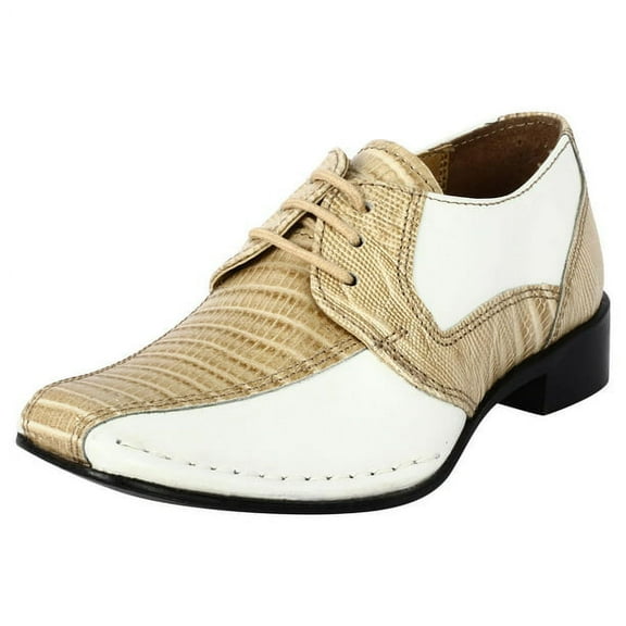 LIBERTYZENO Boys Lizard Print Genuine Leather Kids Dress Shoes Senior Chaimpaigne/White 7 Toddler