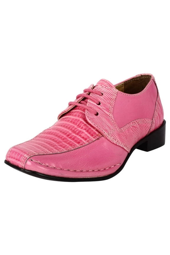Boys Lizard Print Genuine Leather Kids Dress Shoes Senior Solid Fuschia 6 Toddler