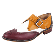 LIBERTYZENO Formal Shoes for Men Genuine Leather Single Monkstrap Oxford Style Dress Shoes Stephen Burgundy 12