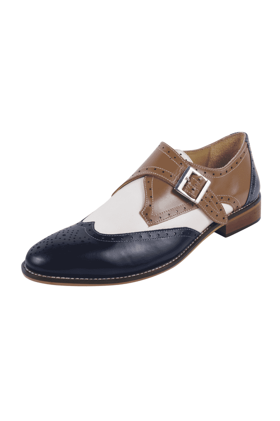 Formal Shoes for Men Genuine Leather Single Monkstrap Oxford Style Dress Shoes Stephen Navy 13