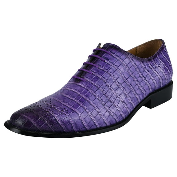 LIBERTYZENO Men Genuine Leather Formal Lace Up Oxford Dress Shoes, Purple